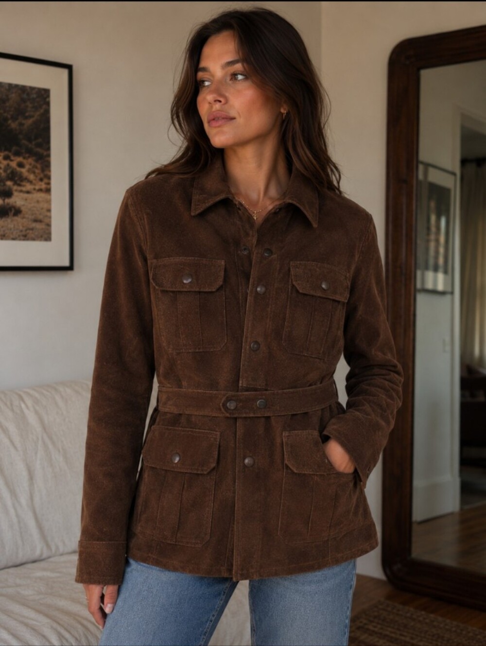 Vintage 1970s Valdastico Brown Safari Jacket